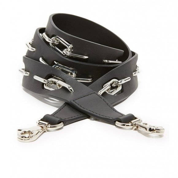 Alexander Wang Black Leather Strap with Silver Chain Links